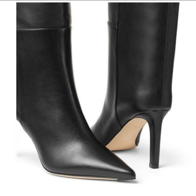 Sexy Women's Knee High Boots Leather 2024 New Trend INS Long Chelsea Boot Brand Fashion Black High Heel Winter Shoes Ladies e8