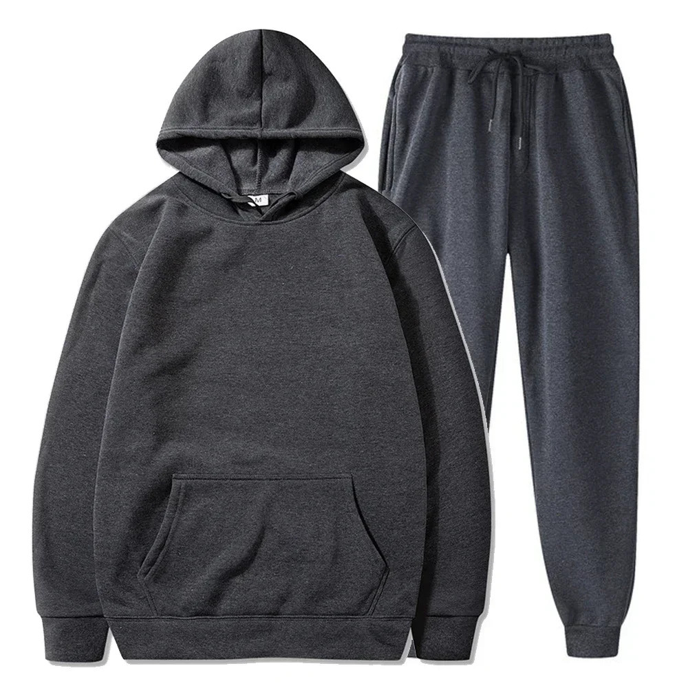 Basic Fleece Hoodies And Sweat Pants Set Men Jogger Set Wholesale Track Suit Sportswear Tracksuits Unisex Ensemble Jogging Homme 241104