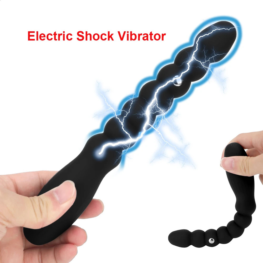 20cm Butt Plug Anal Beads Electric Shock Vibrators for Women Men 18 Slim Dildos Female Masturbator Vaginal Balls Sex Toys Adults 241105