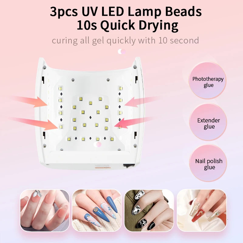Rechargeable UV LED Lamp for Nails Wireless Gel Polish Nail Dryer Pedicure Manicure Light Cordless LED Nail Lamp For Manicure 241104