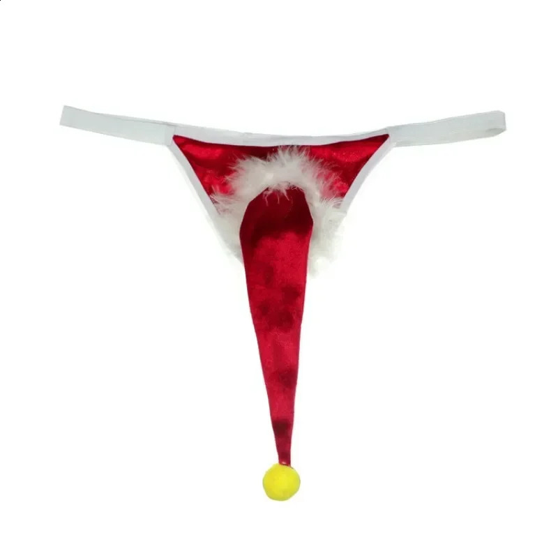 Sexy Male Gstring Christmas Gifts for Husband Funny Erotic Lingerie Red Underwear Penis Sheath Elastic Waist Thongs 241105