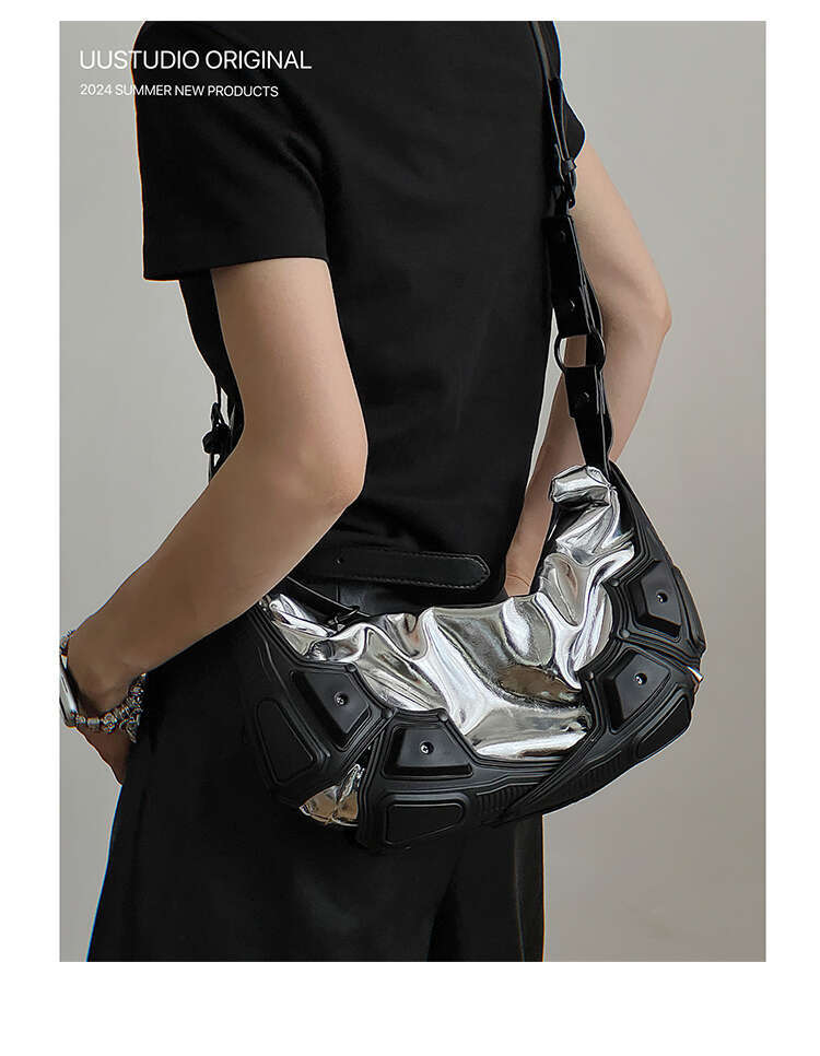 OLOEY Women Shoulder Vintage Underarm Punk Tote Girls PU Leather Armpit Multipocket Y2k Female Commute Daily Bag