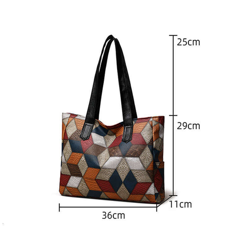 Designer Bag Large Capacity Patchwork Colorful Casual Tote Bags For Women, Vintage Plaid Shoulder Bag For Daily Commuting Ladies Handbags