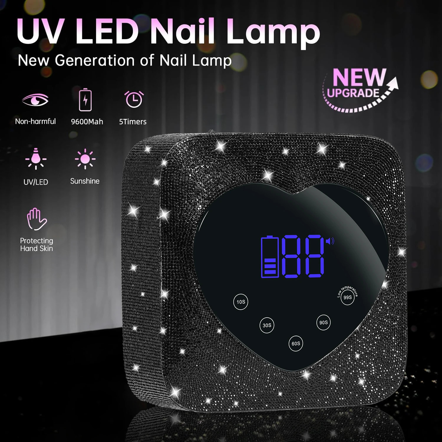 Rechargeable UV LED Nail Lamp for Manicure 30LEDS Gel Polish Drying Machine With Large LCD Touch Professional Smart Nail Dryer 241104