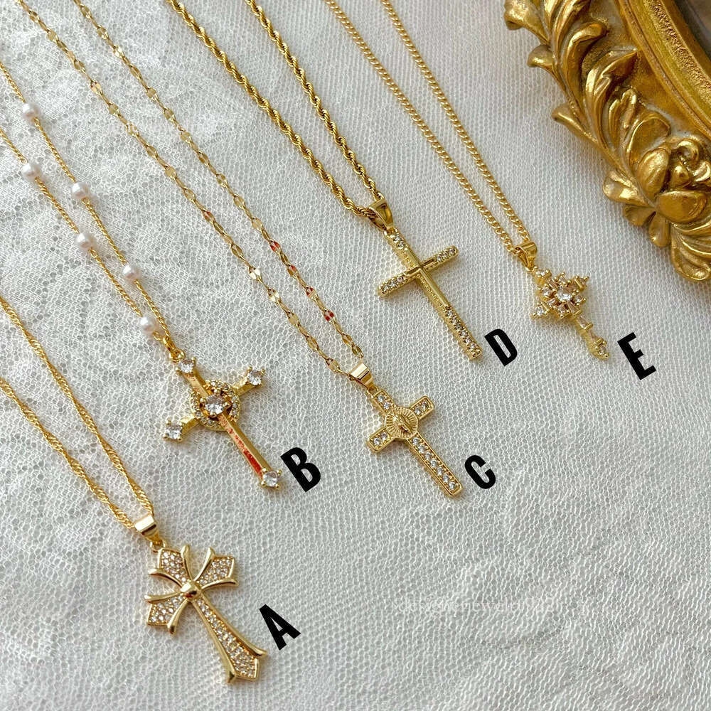 Pendant Chain Jewelry Minimalist Cross Rose Necklace Etsy New Product