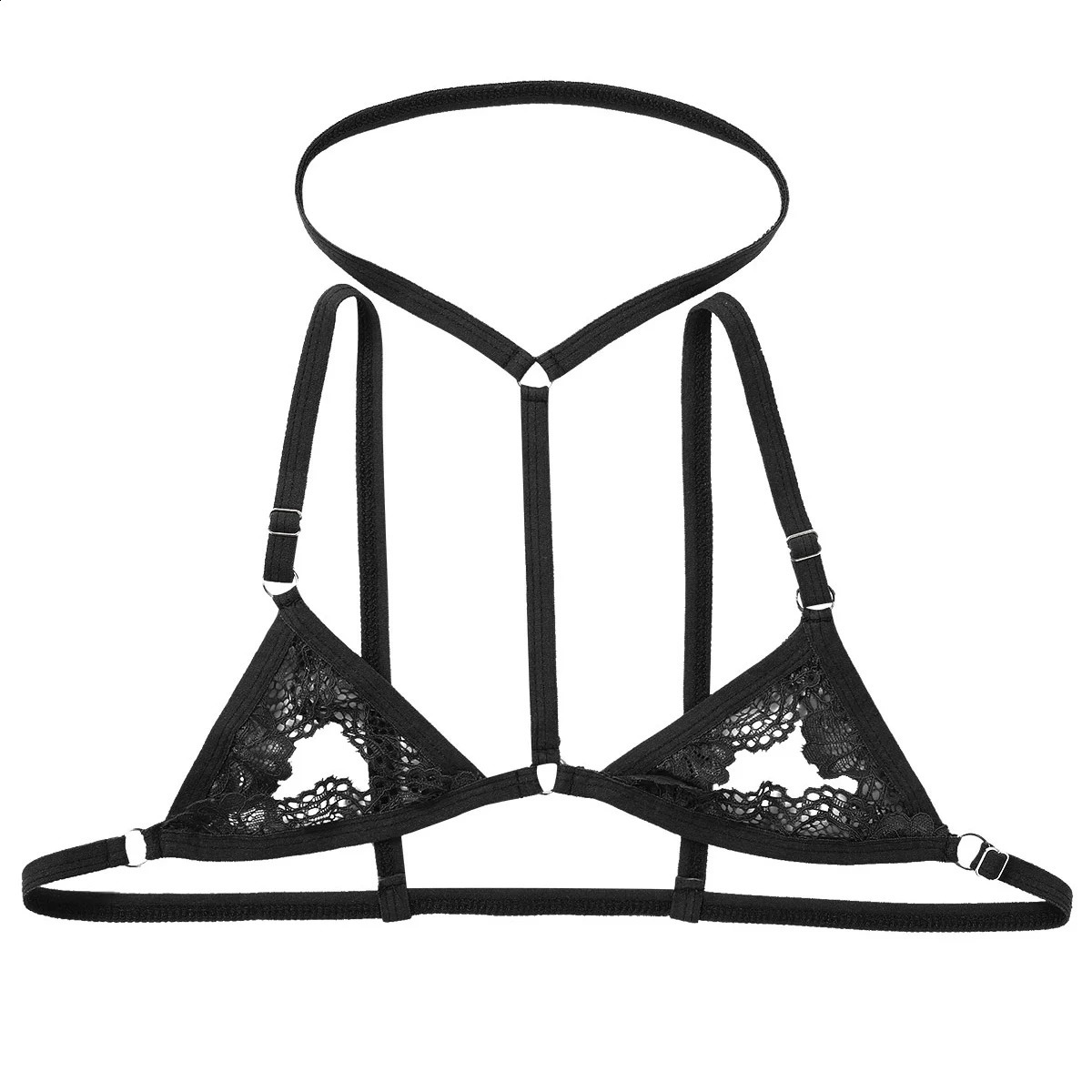 Mens Erotic Sissy Underwear Bra Lace Lingerie Halter Neck Adjustable Spaghetti Straps Wirefree Unlined Mini Tops Sexy 241105
