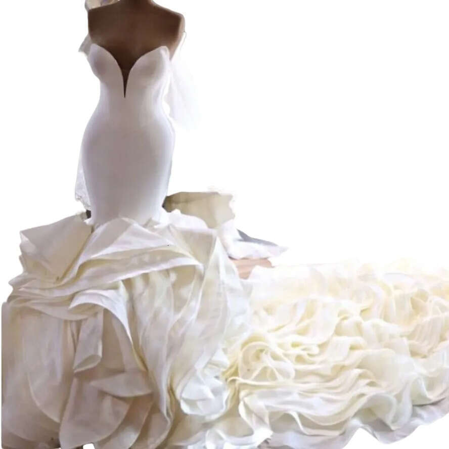 Vintage Mermaid Wedding Dresses Urious Sweetheart Bridal Gowns Cathedral Train Cascading Ruffles Tiered Satin Plus Size African Nigerian Fishtail