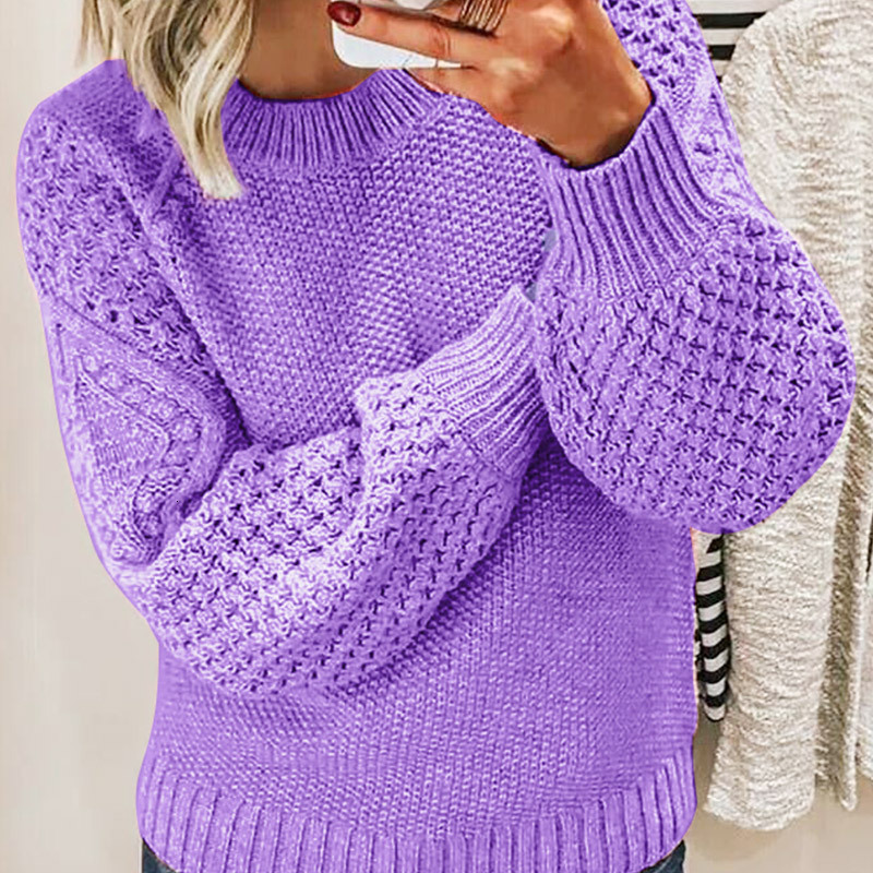 New Thickened Warm Sweater Versatile Solid Color Outer Wear Knitted Pullover Top Women's Minority Design Knit Shirt