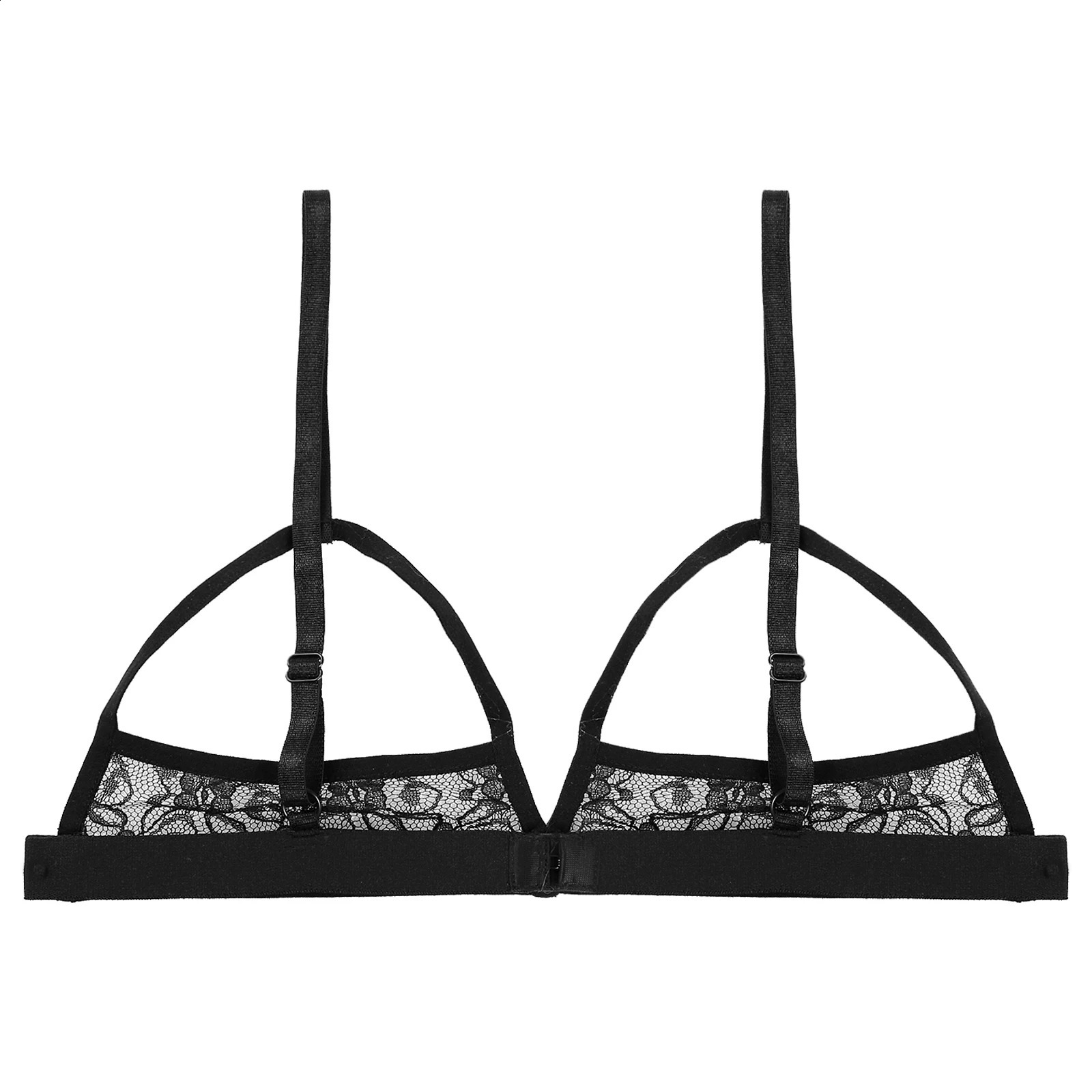 Womens Sexy Open Cups Bra Lingerie Sheer Lace Soft Wireless Brassiere Exposed Nipples Bralette Chest Brace Underwear Nightwear 241105