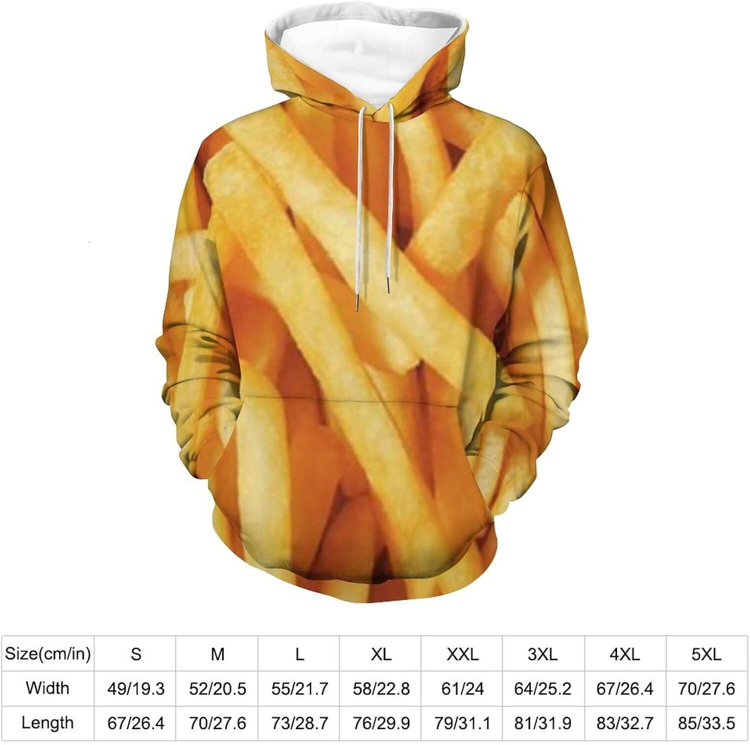 Hoodie for Mens Womens Frying French Fries Hoodies for Men 3D Print Pullover Hooded Drawstring Loose Sweatshirt with Big Pockets Graphic French fries