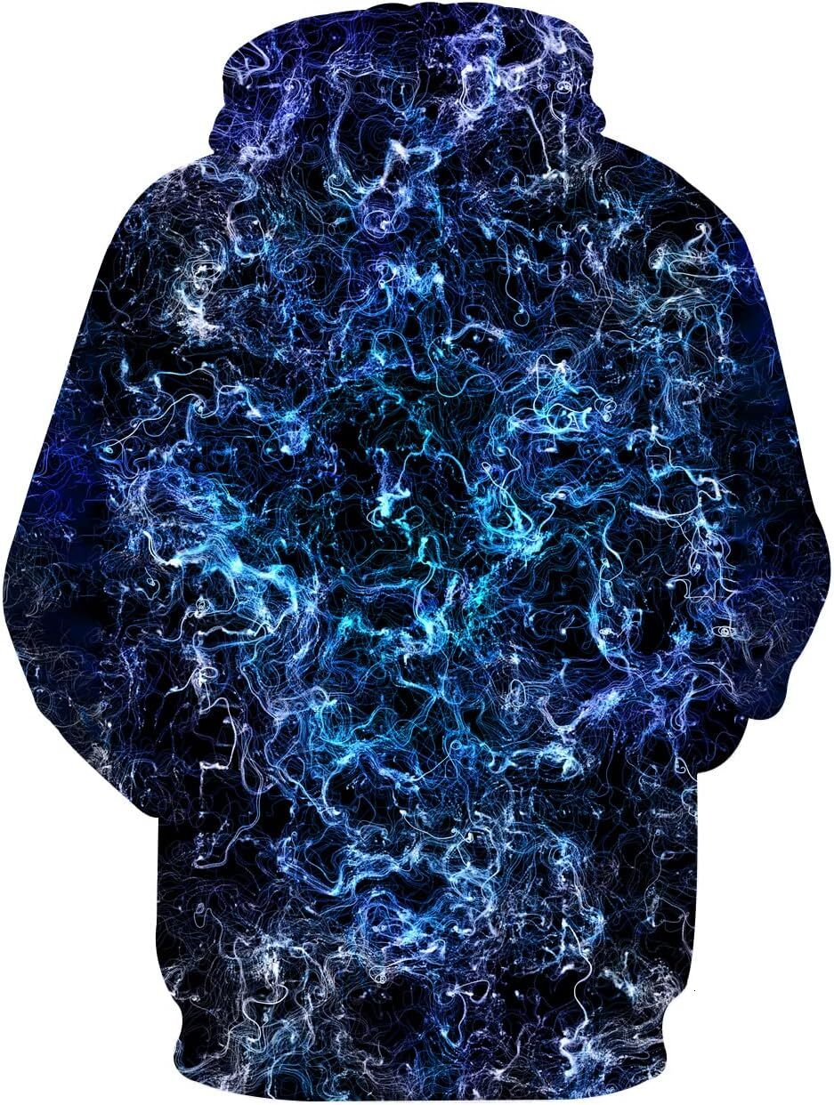 Hoodie for Mens Womens Unisex 3D Novelty Hoodies Cool Graphic Pullover Sweatshirts with Pockets Graphic Hoodies sweatshirt dark blue