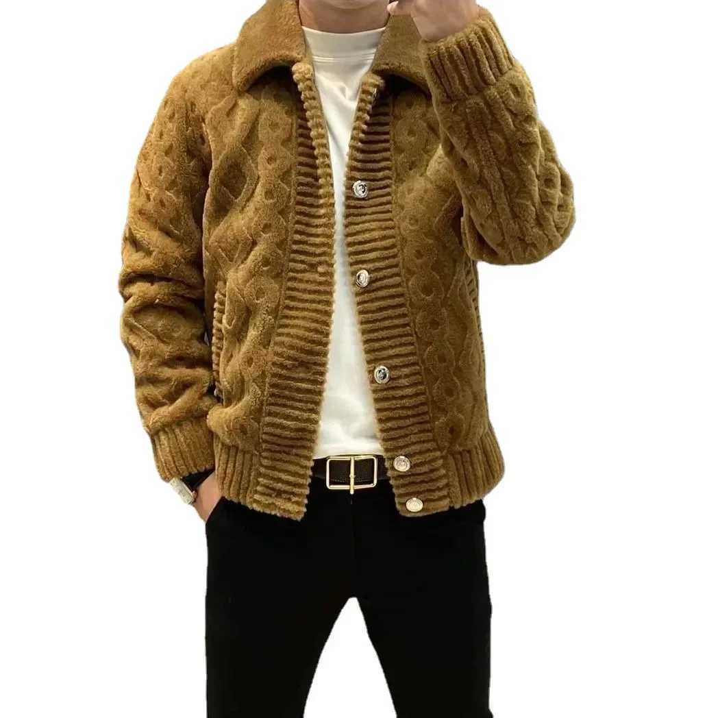 New Arrival Autumn fashion mens lapel knitted cardigan Z241111