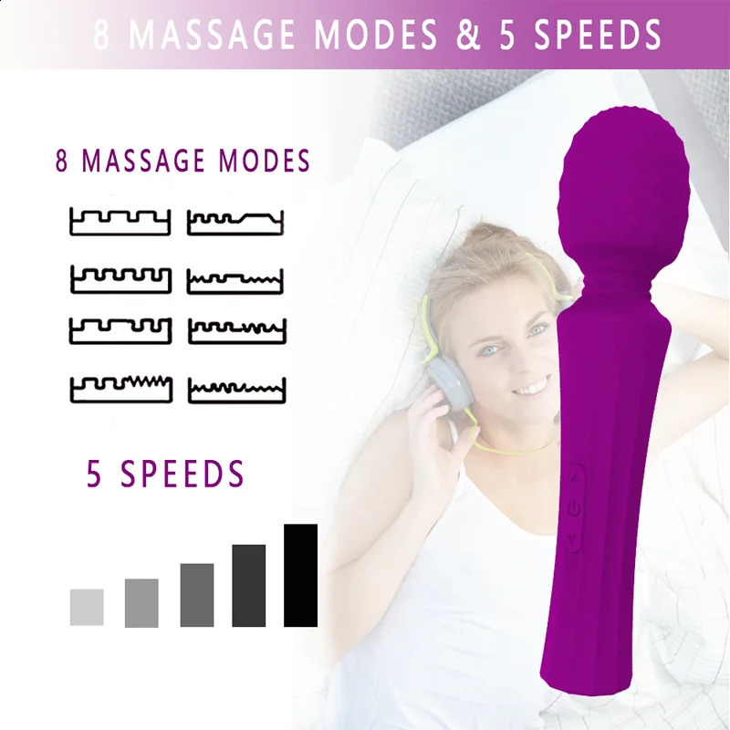 Powerful Clitoris Vibrator AV Magic Wand Stimulator G Spot Massager Dildo Masturbation Adult Game Sex Toy For Women 241105