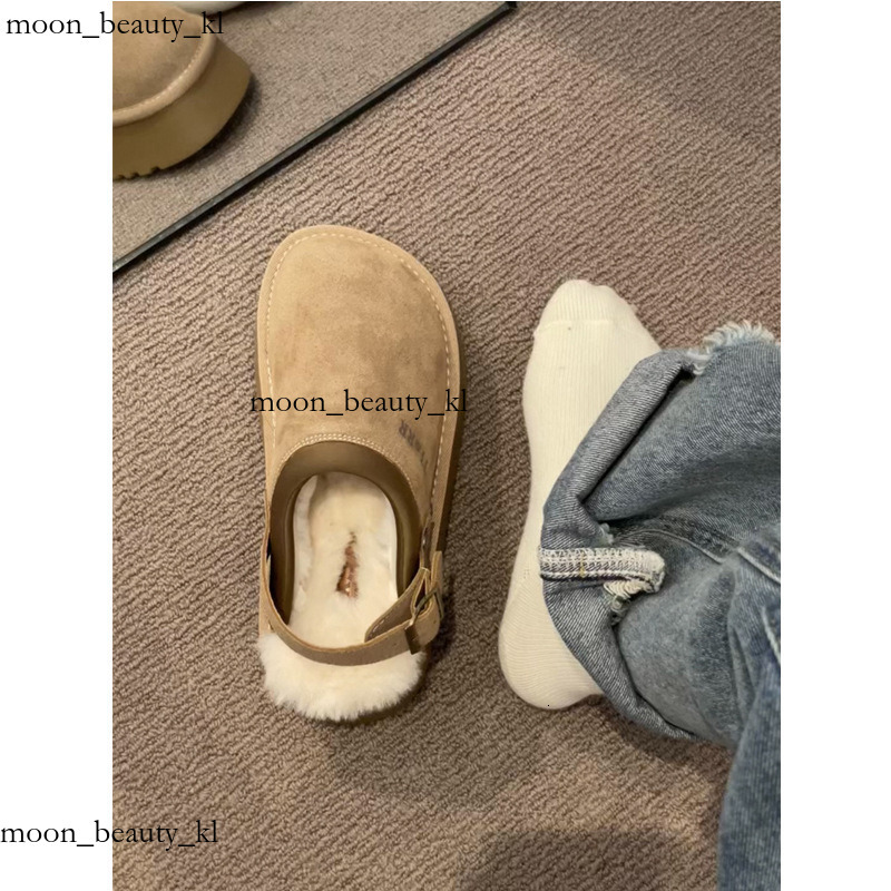 Designer Shoe Thick Soled And Plush Thick Boken Half Dragged Cotton Shoes For Women In The Autumn And Winter Of 2024, Suitable For Wearing Outside And