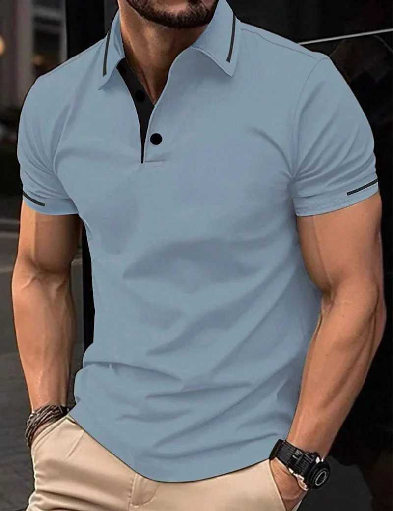 High end brand 2024 summer new mens embroidered short sleeved pure cotton shirt business casual breathable lapel T-shirt W241104