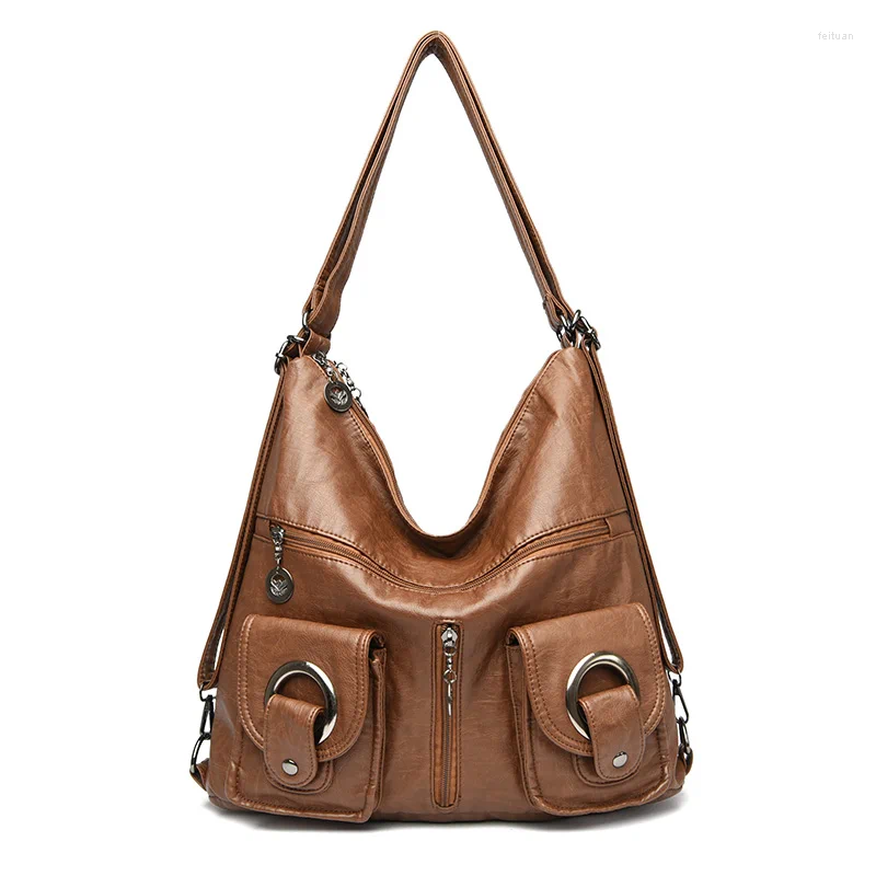Shoulder Bags High Quality Leather Multi Functional Bag Retro Fashion Women's Backpack Waterproof And Wear Resistant Square Sac