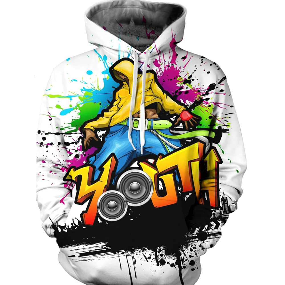 Hoodie for Mens Womens Mens 3d Printed Novelty Hoodie Hip Hop Hoodies Street Graffiti Sweatshirt Casual Pockets Pullover Graphic Fashionable, cool, an