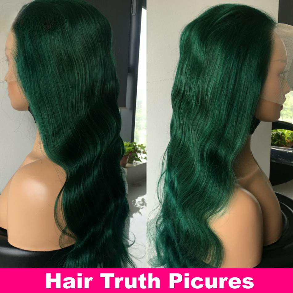 13X4 Ready Go Wavy Human Hair Lace Front Wig Ombre 1B Green Brazilian Remy 13X6 Body Wave Lace Frontal Wig Synthetic Lace Closure Wigs