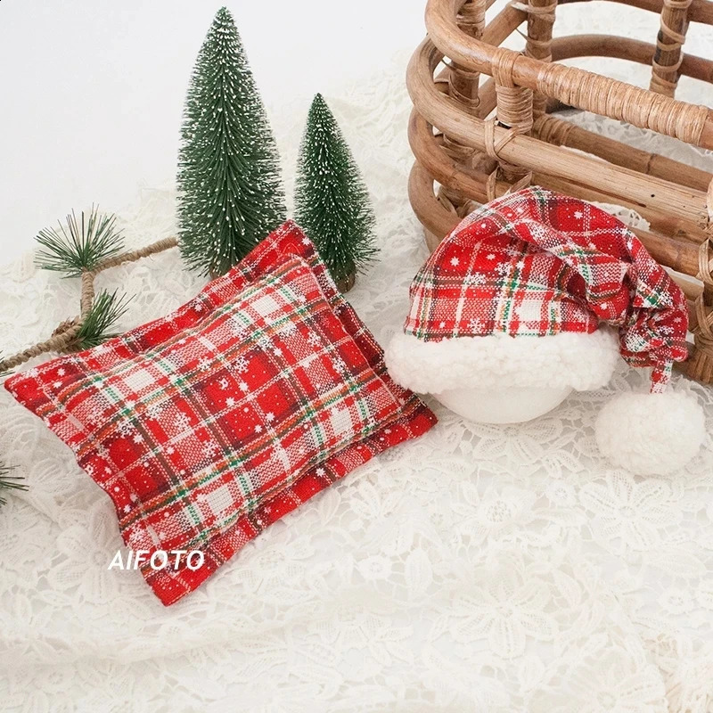 Baby Christmas hat reindeer born pography props accessories packaging pillow set girl boy po studio decoration 241105