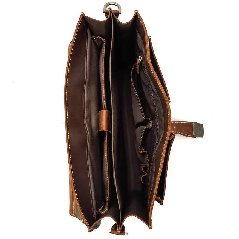 Mens Briefcase Laptop - Genuine Cow Leather Office Tote, Business Travel Messenger, Shoulder Crossbody Bag For Men
