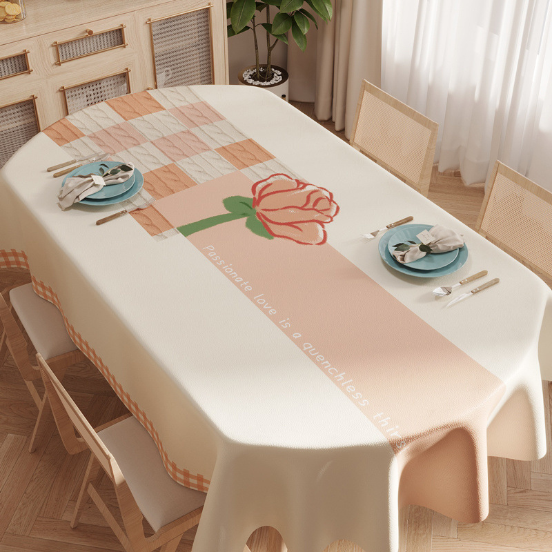 Oval Tablecloth Waterproof and Oil-proof Washable Coffee Table Tablecloth Desktop Protection Mat PCV 78AH01