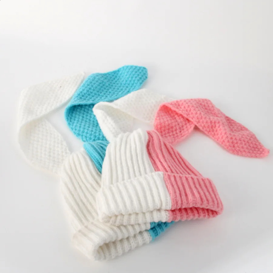 Women Knitted Beanie Hats Cute Bunny Long Ears Grunge Rabbit Fluffy Winter Cap Warm Crochet Outdoor Slouchy Skullies Cosplay 241105