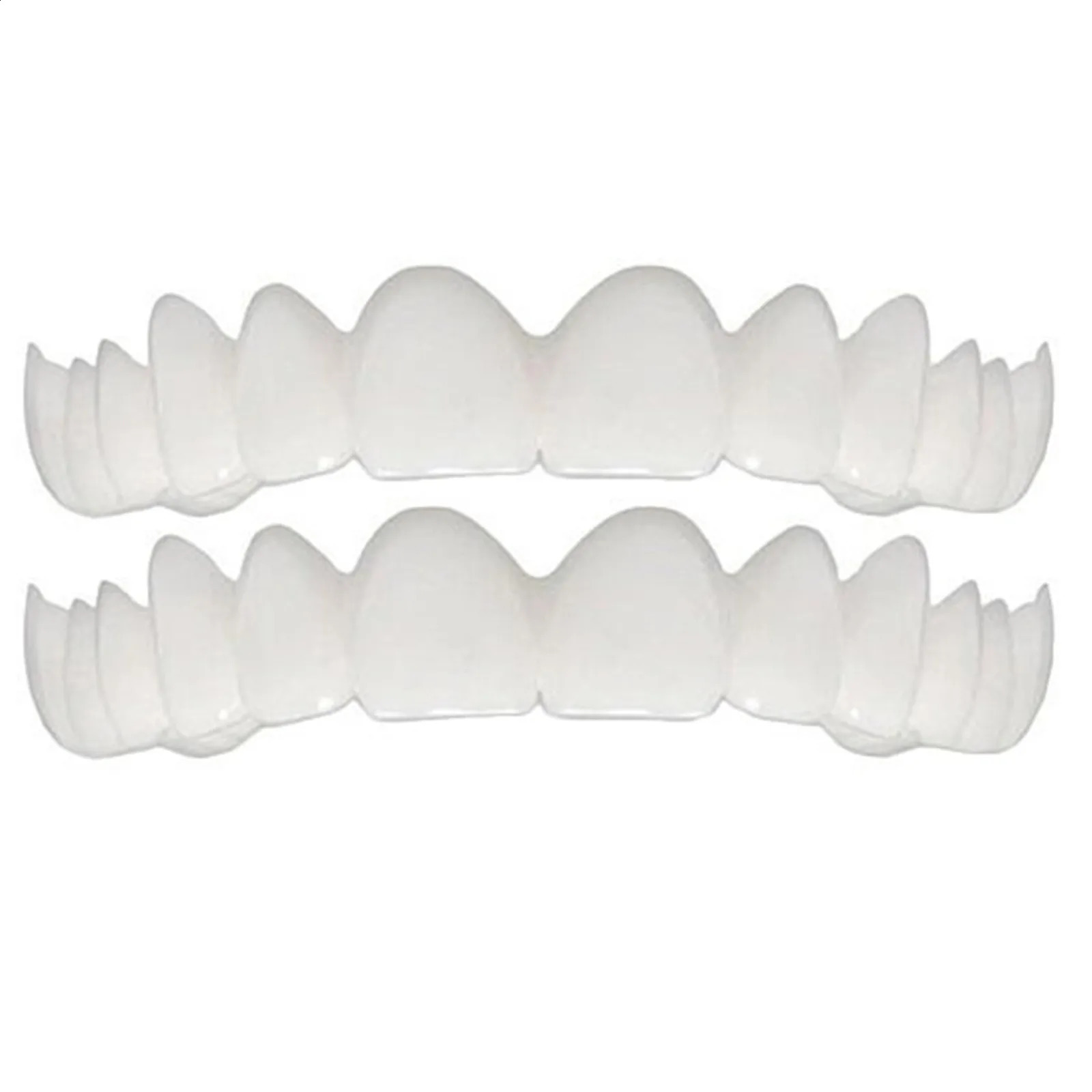 2pc Set Mouth Guard Comfort Fit White Fake Simulation Teeth Cover Top Veneer Denture Easy-To Wear Aesthetic Lightweight Kit 2024 241105