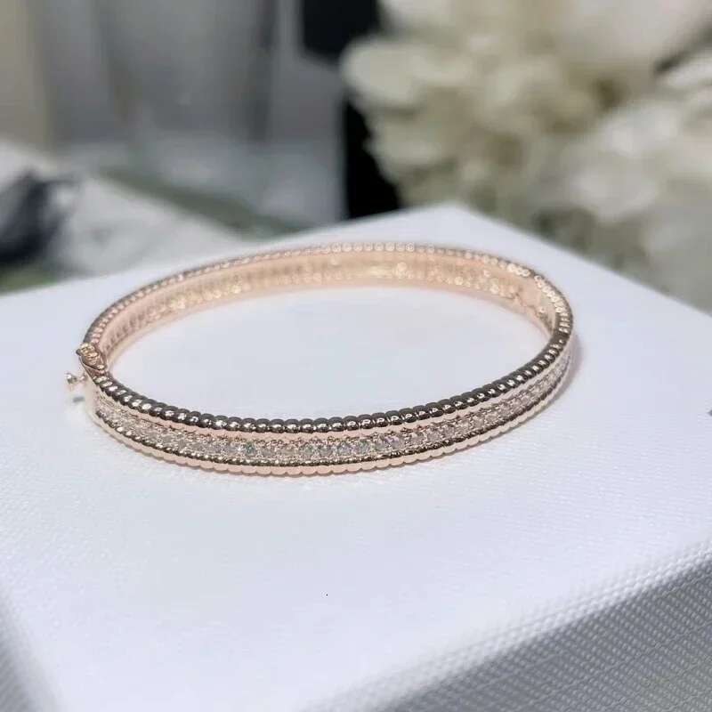 European and American Kaleidoscope Beaded Edge Full Dia Bracelet Sier Women's Fashion Brand Jewelry Gift