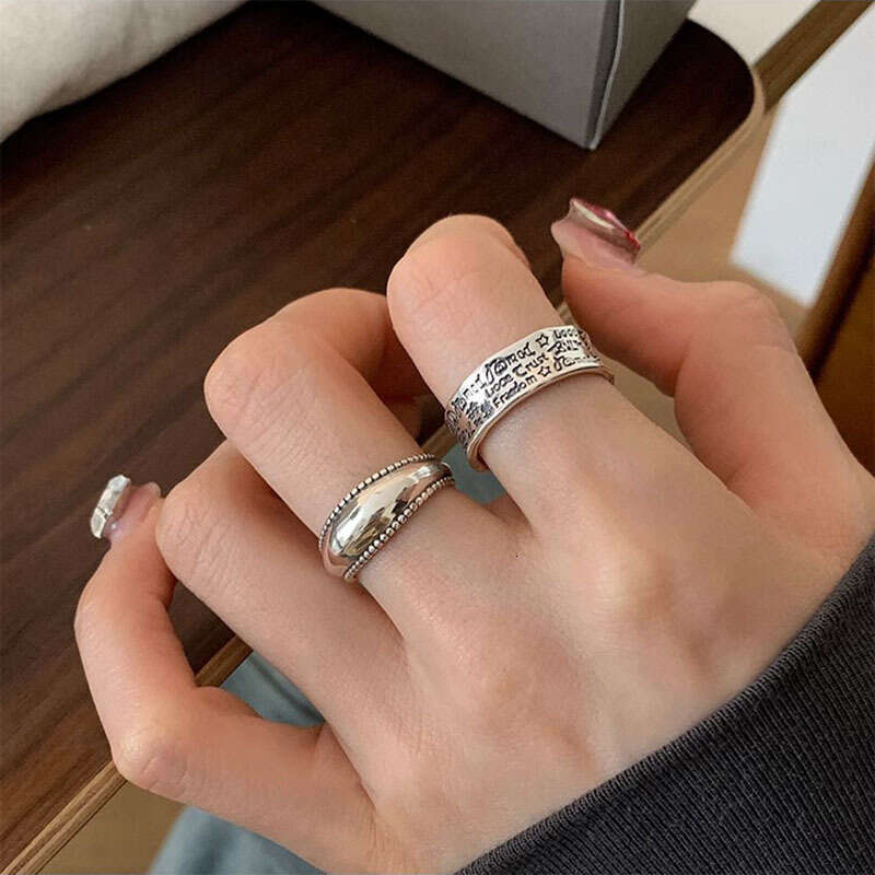 Fashion Jewelry New Hot Graffiti Letter Punk Ring for Women Girl Gift Retro Versatile Design Jewelry Dropshipping