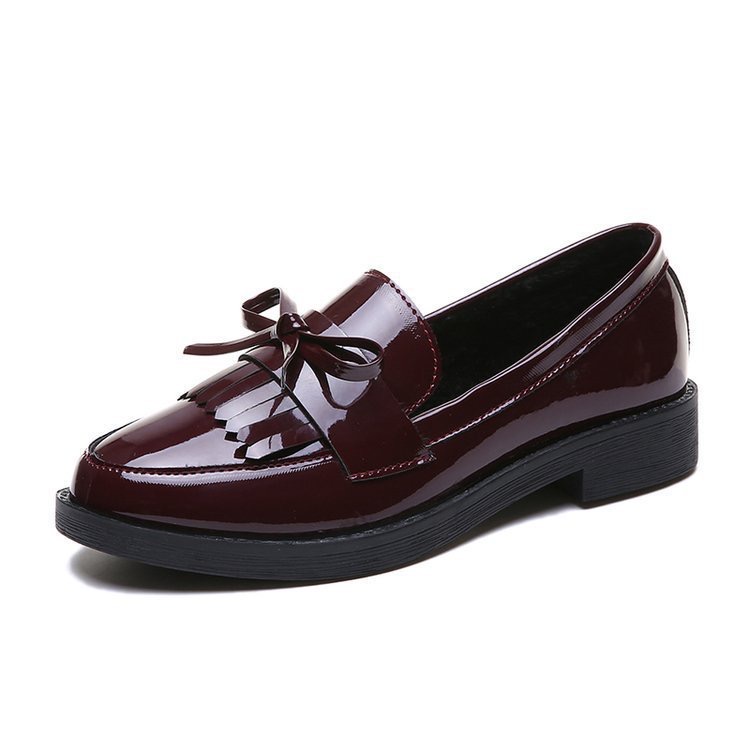 Designer Mocassin Fringe Korean Shoes Woman Oxford Slip On Flats Ladies New Espadrilles Loafers Patent Leather College Girl Creepers