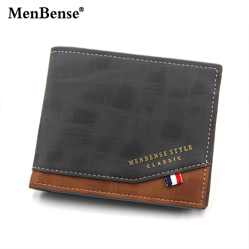 MenBense's new hot stamping printed hinge short frosted multi card large capacity men's wallet