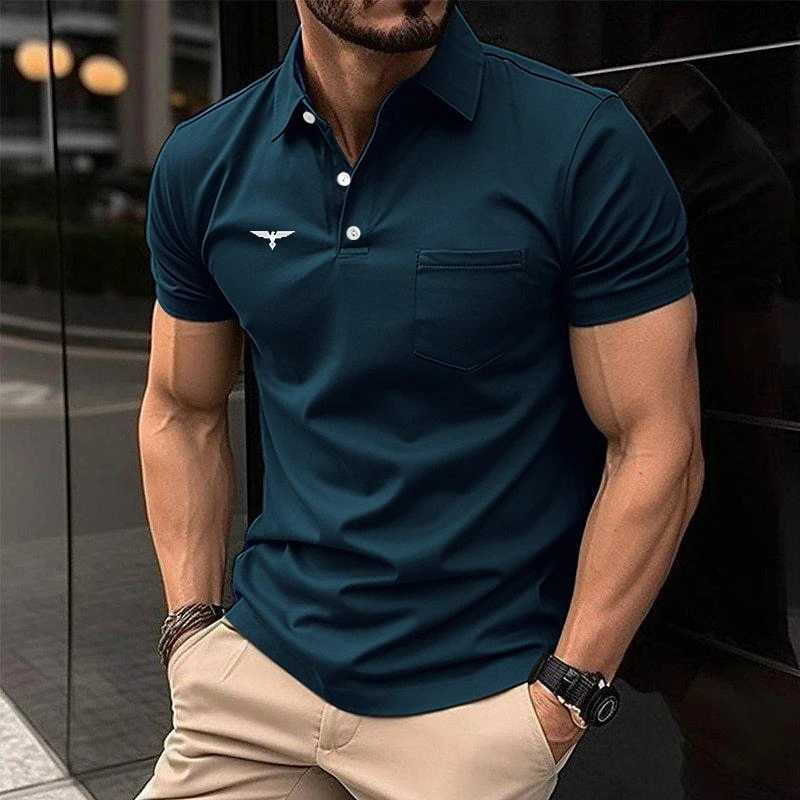 100% polyester quick drying mens summer short sleeved slip fashion sports business casual shirt mens top W241104