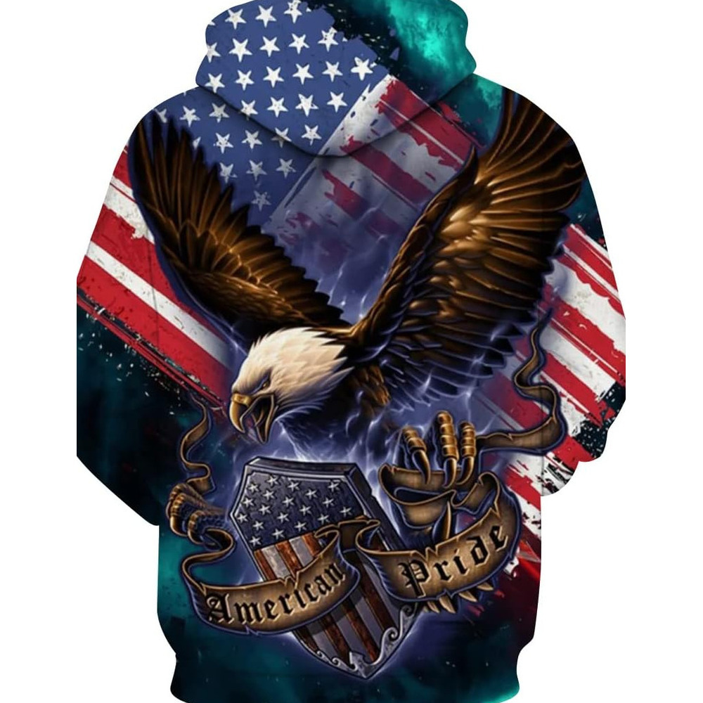 Hoodie for Mens Womens Mens Bald Eagle Hoodie Autumn Winter Long Sleeve Pullover Animal Theme Sweatshirt Realistic Graphic Hoodie Graphic cool