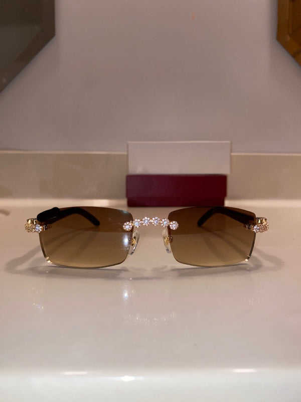 iced out rimless sunglasses detroit style black buffs bussed down hip hop glasses for rappers personalised
