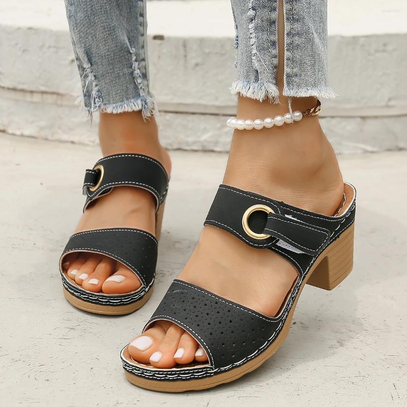 Sandals Women Summer Simple Solid Color Anti-Slip Daily Casual Vacation Beach High Heels Shoes atos De Mujer zhanyishengli