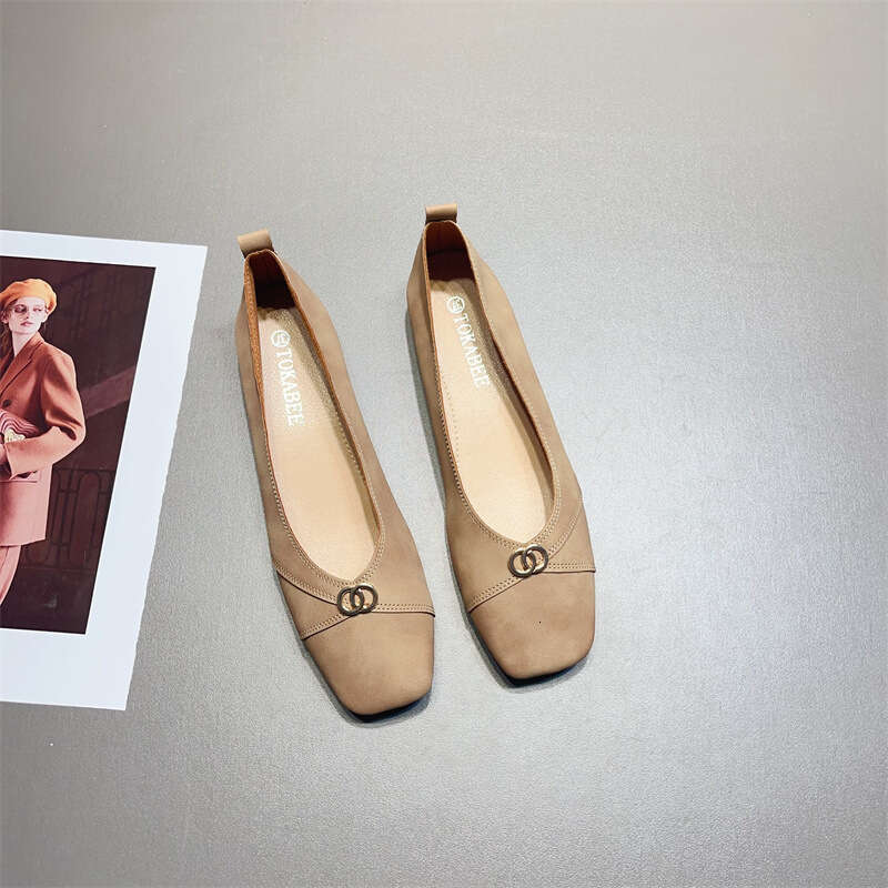 Shallow Mouth Flat Single Shoe Korean Version Summer New Grandma Leather Soft Sole Thick Low Heel Versatile Women's Shoes