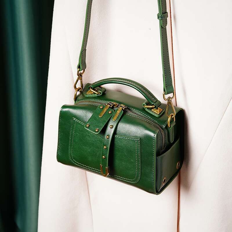 Burminsa Boston Small Genuine Leather Handbags For Women 2025 Trend Designer Wide Strap Pillow Ladies Shoulder Crossbody Bags