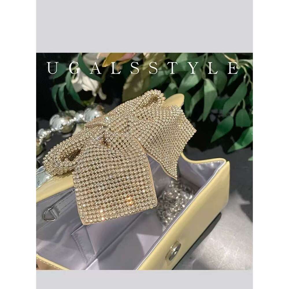 Fashion Beads Beaded Handle Women's Handbag Glitter Shiny Dia Bow Knot Evening Wedding Party Clutch Purse Shoulder Bag