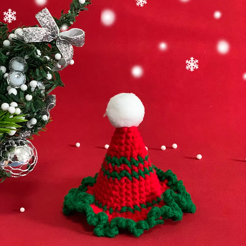 Cotton Knit Pet Holiday Set - Christmas Style Woolen Cat & Dog Scarves with Cute Hats