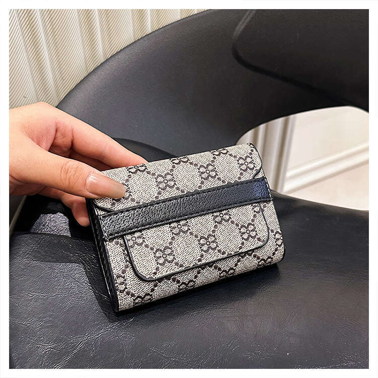 Wallet fashion, high-end trend, niche design, printed three fold card bag, short coin purse