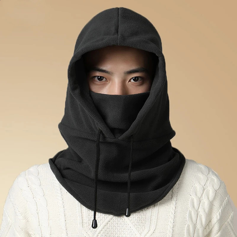 Warm Fleece Balaclava for Men Women Winter Face Mask Neck Warmer Hooded Cap Windproof Thermal Head Cover Beanies Bandana 241105
