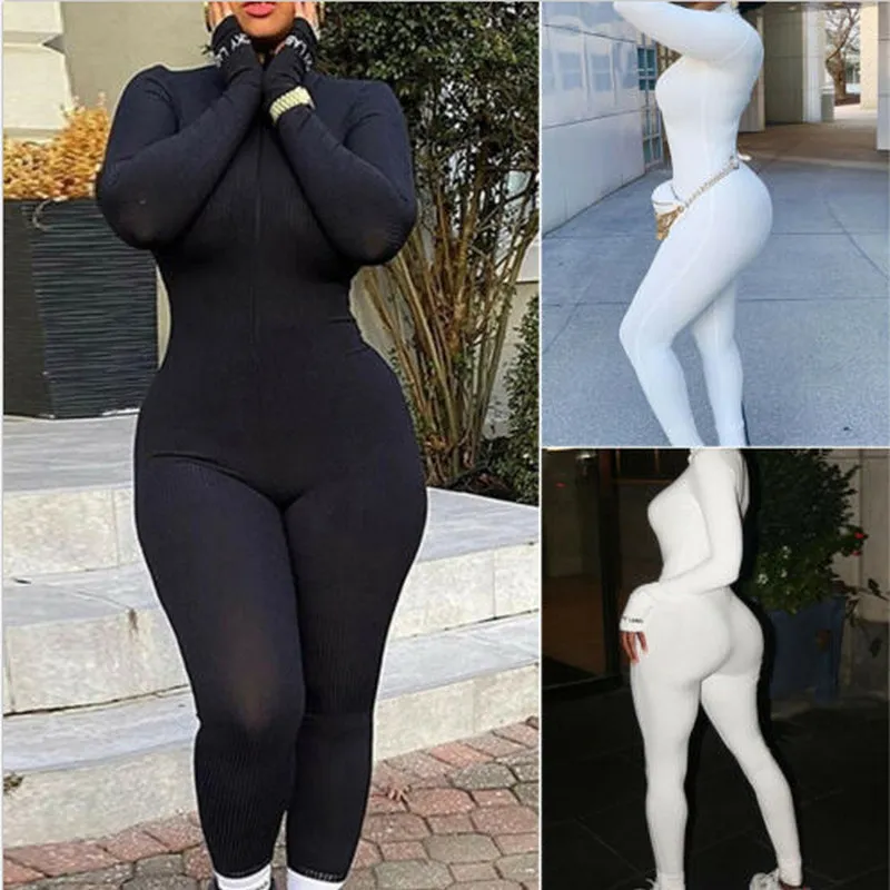 Women's Jumpsuits Rompers Fashion Womens Playsuit Solid Color Slim High Neck Ruffles Bodycon Long Sleeve Jumpsuit Office Romper Trous fashion coa