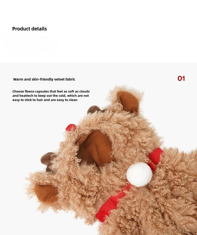 Deer Cat Elk Cloak For Plush Christmas Puppy Reindeer Costume Multifunctional Winter Warm Dogs Cape