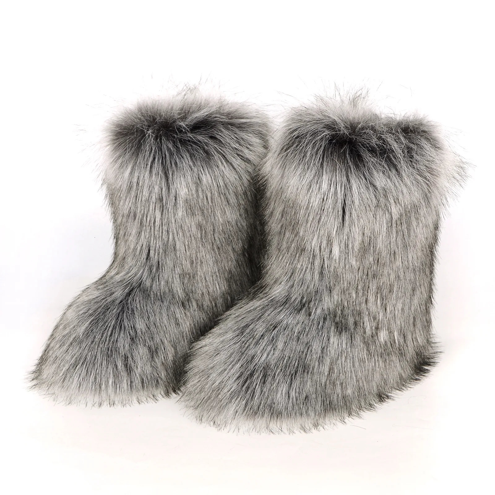 Fur boots y2k ladies wear warm and non-slip cross-border long-haired fur raccoon fur winter snow boots. 241104