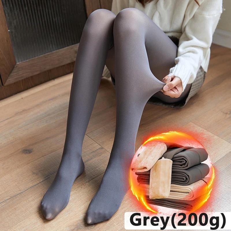 Women Socks Winter Warm Velvet Leggings Women's Thermal Pants Polar Pantyhose Sock Lined Tights Skin Effect High Waist Wool