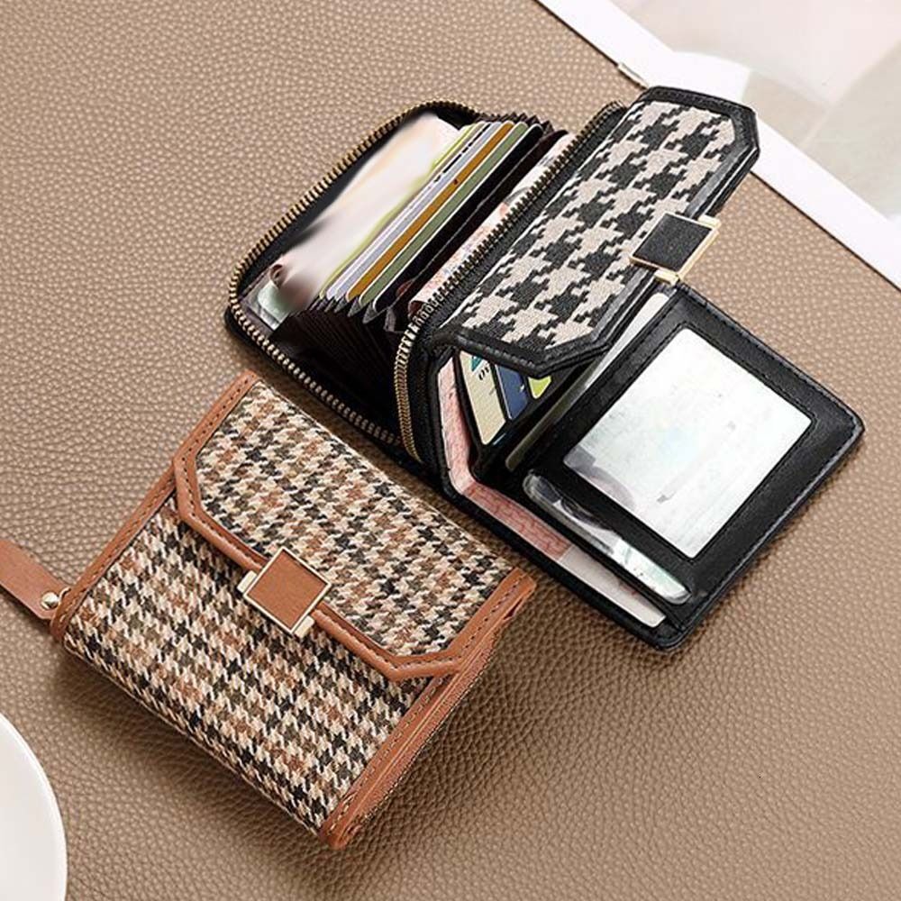 Multi Card Slot 2-in-1 Korean Style PU Leather Short Designer Handbag Holder Zipper Coin Wallet