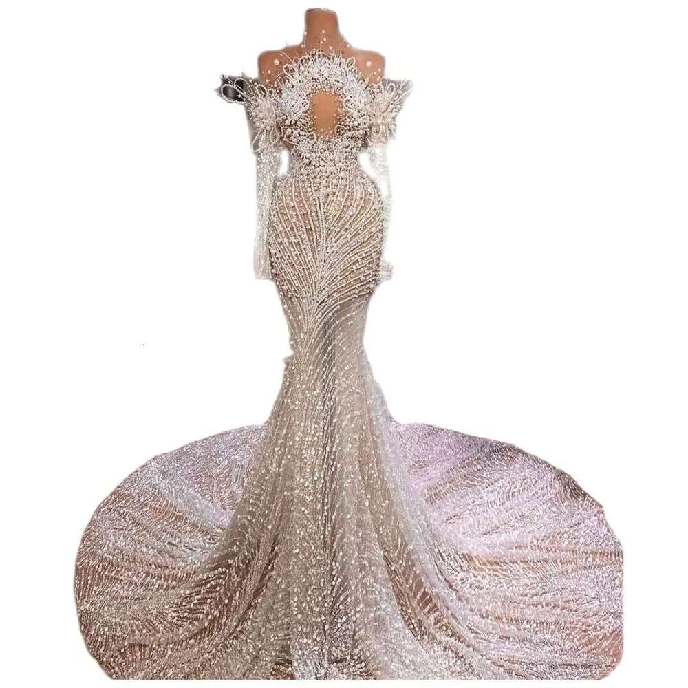 Wedding Dresses V Neck Sleeveless Strapless Sequins Appliques Lace Pearls Beaded Hollow Bridal Gowns Vestina De Novia