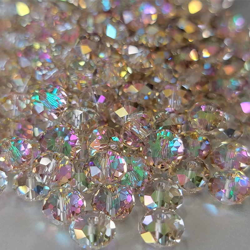 6mm Colored glass crystal beads loose beads faceted flat beads diy jewelry accessories