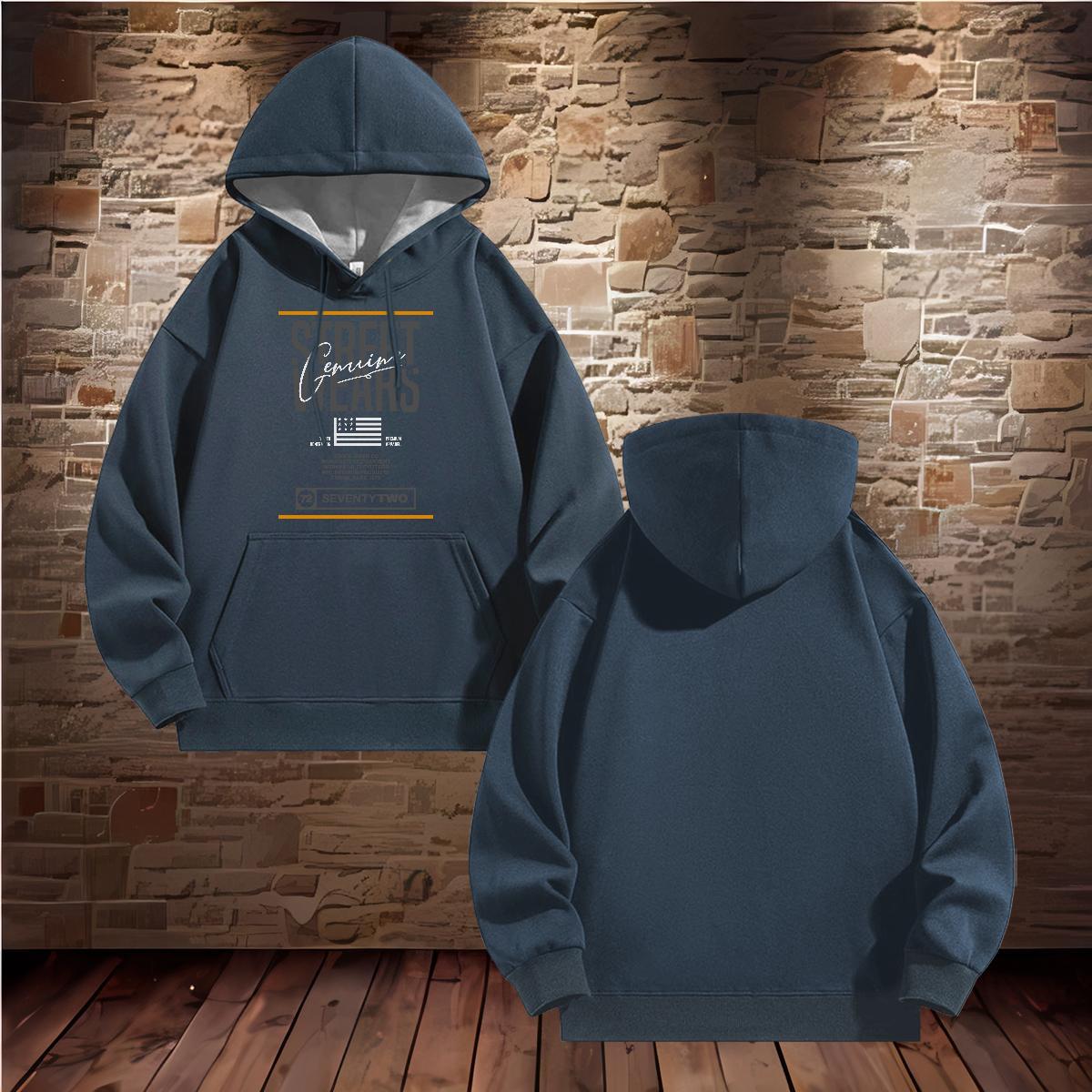 Brand Men's Hooded Sweatshirt Hooded Collar Cool Men Tops Hoodie Floral Print Tops Hoody Autumn Winter Velvet Thick