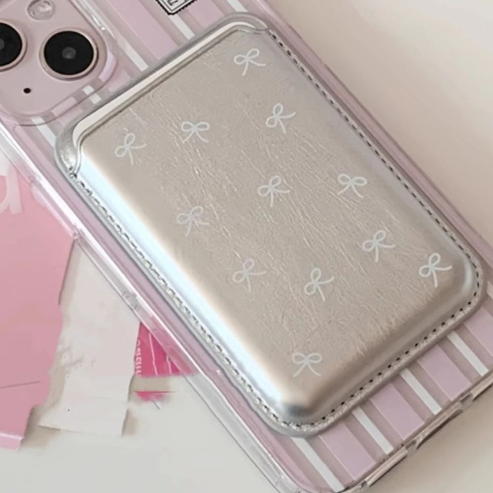 INS Korea Cute Bow Designer Magnetic Wallet Card Clip Phone Accessories